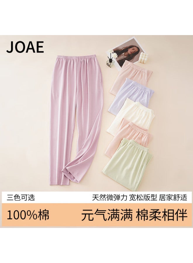 Joae Women's 100% Cotton Spring And Summer Thin Loose-fit Long Pants Pajamas Purple 2XL