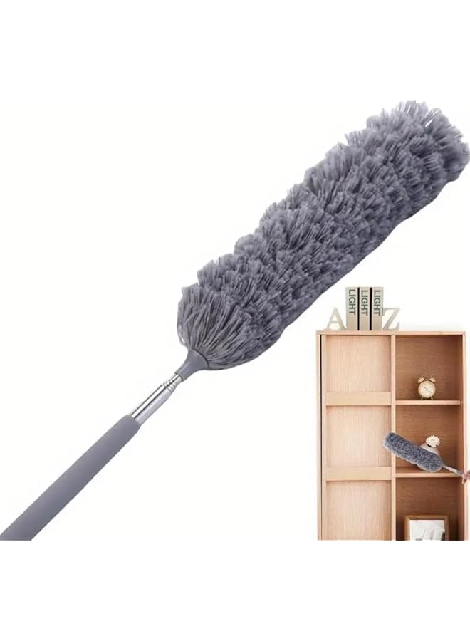 erorex Extendable Microfibre Duster with Flexible Head, Grey, Washable Cleaning Tool for Home, Office, Car