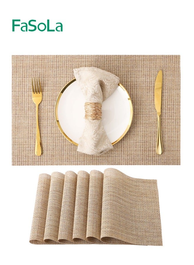 Fasola Washable Decorative Placemats Set 6 Pieces for Dining Table Everyday Use Home Kitchen Table Mats - Image 1