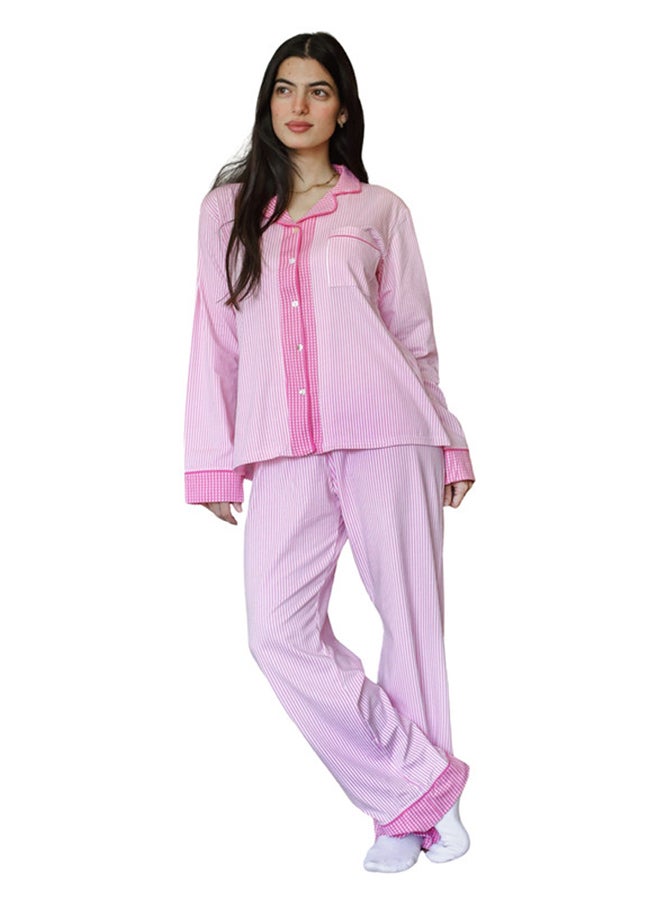 Striped Buttoned Pajama Set - Image 1