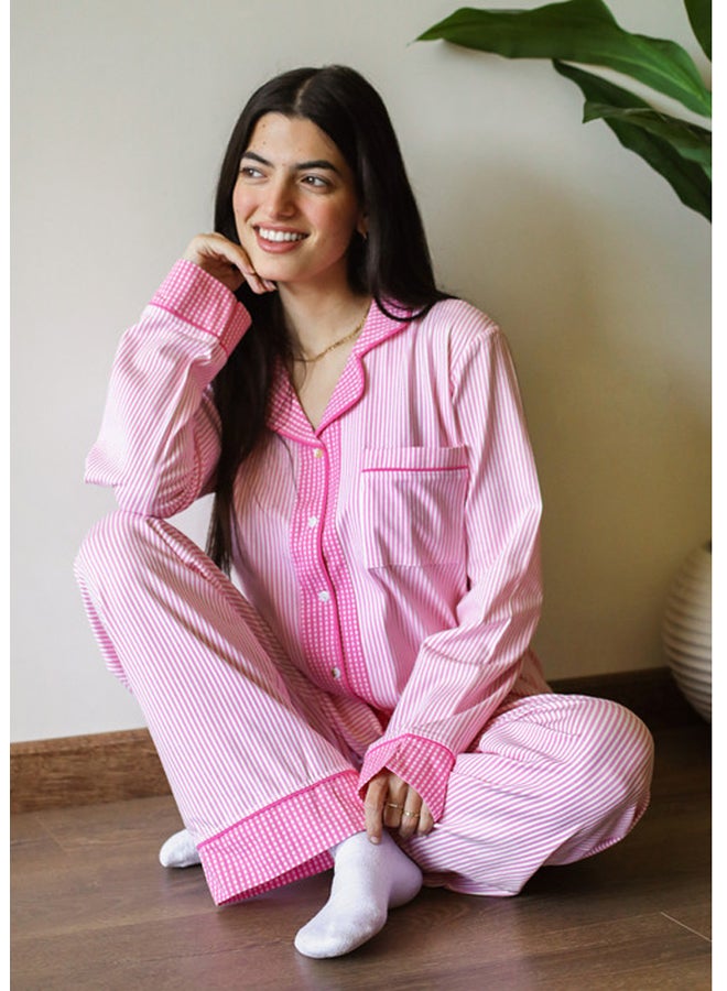 Striped Buttoned Pajama Set - Image 3