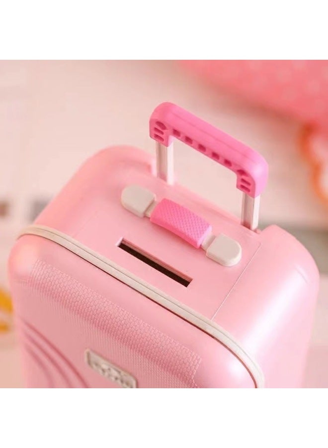 DIY Handmade Jewelry Storage Box Suitcase Piggy Bank Trunk Shape Piggy Bank Trolley Case Piggy Bank-Color:Pink - Image 4