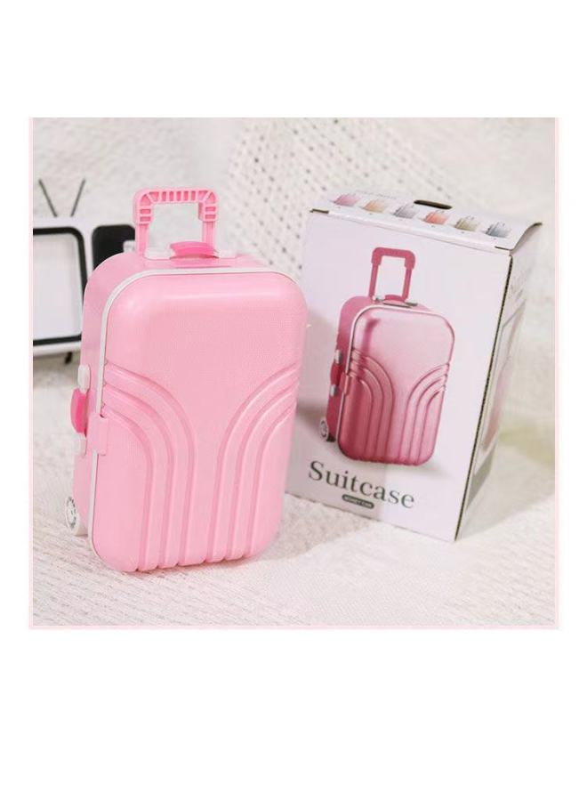 DIY Handmade Jewelry Storage Box Suitcase Piggy Bank Trunk Shape Piggy Bank Trolley Case Piggy Bank-Color:Pink - Image 1