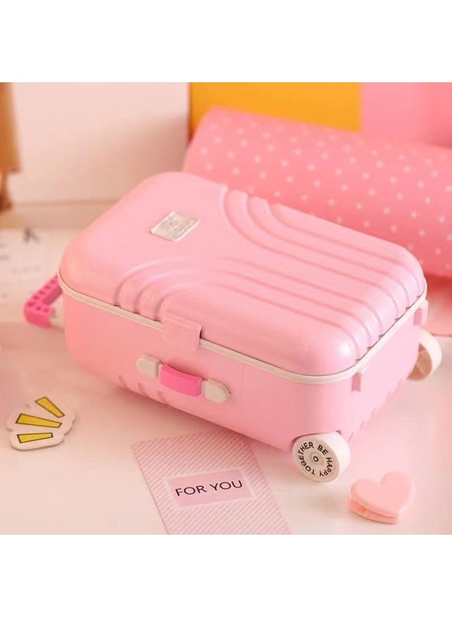 DIY Handmade Jewelry Storage Box Suitcase Piggy Bank Trunk Shape Piggy Bank Trolley Case Piggy Bank-Color:Pink - Image 2