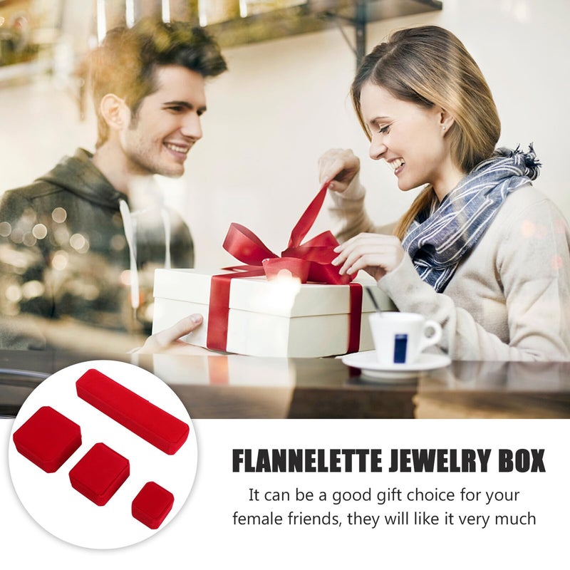 Red Velvet Jewelry Box Set 4pcs Compact Travel Organizer Display Case Necklace Bracelet Ring Pendant Storage - Image 5