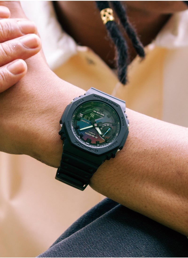 G-SHOCK GA-2100RW-1A Rainbow Brick Wall Carbon Analog Digital Black Resin Men's Watch- 48.5 × 45.4 × 11.8 mm  - Image 3
