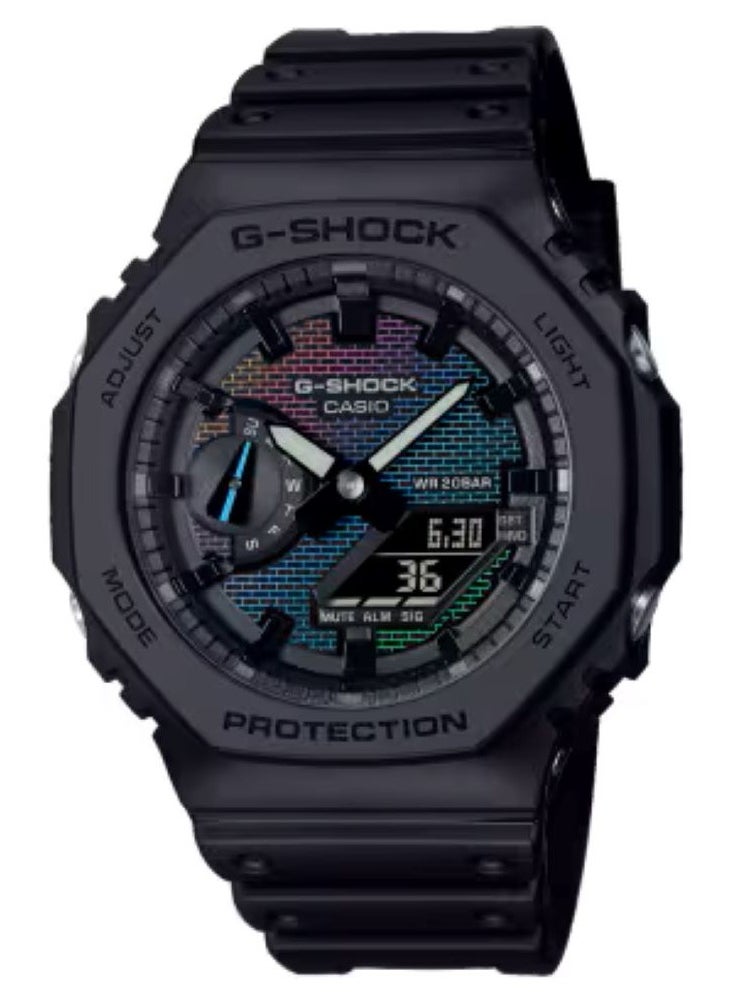 G-SHOCK GA-2100RW-1A Rainbow Brick Wall Carbon Analog Digital Black Resin Men's Watch- 48.5 × 45.4 × 11.8 mm  - Image 1