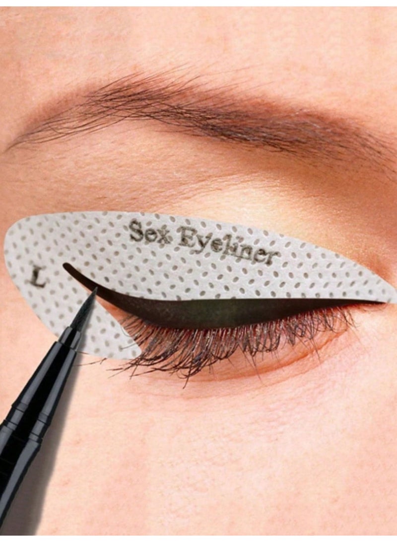 128 stickers/64 pairs of European and American eyeliner pen stickers, eyebrow stickers, eye shadow templates, cosmetics stickers, cosmetics, room decoration, makeup, travel, bedroom, makeup accessories - Image 2