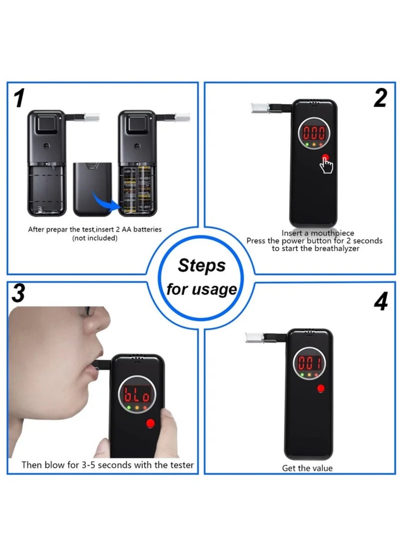 Breathalyzer, High-Accuracy Professional Tester with 10 Mouthpieces, LCD Digital Display Tester for Personal and Professional Use - Image 3
