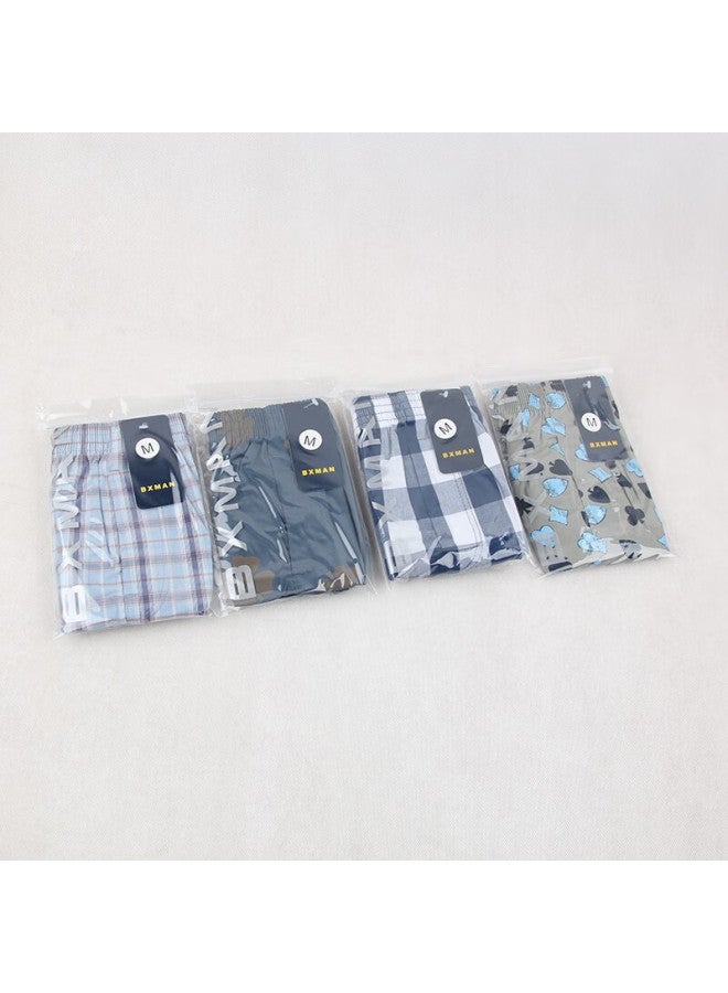 Bxman Loose-fit Men's Underwear Men's Boxer Briefs Pure Cotton Twill Aro Pants Mid-waist Sleep Pants 4-pack 289 Set 175l - Image 1