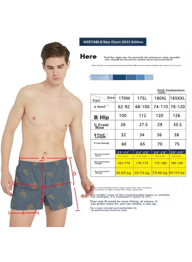 Bxman Loose-fit Men's Underwear Men's Boxer Briefs Pure Cotton Twill Aro Pants Mid-waist Sleep Pants 4-pack 289 Set 175l - Image 3