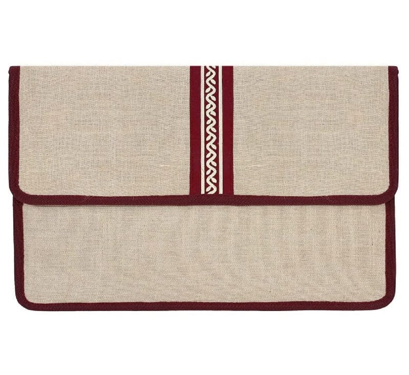 CAMPIO Jute Bag File Folders for Certificates and Important Documents Folder, Conference Folder, Document Organizer (Maroon) - Image 1