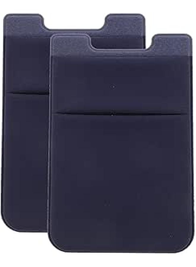 Double Layer Adhesive Phone Pouch Card Holder Navy Blue 2pcs Easy Access - Image 1
