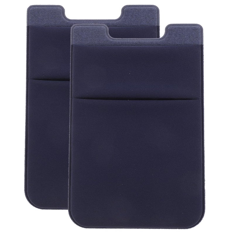 Double Layer Adhesive Phone Pouch Card Holder Navy Blue 2pcs Easy Access - Image 2