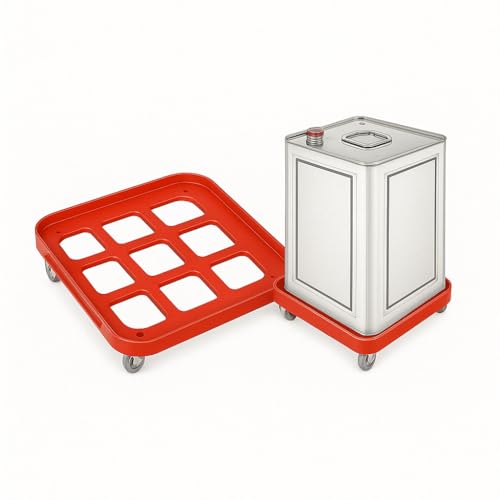 AVIROM Oil Can Trolley – Heavy-Duty Rust-Free Fiber Plastic Trolley with Smooth Revolving Wheels – Compact, Portable, Multi-Color Design for Kitchen & Outdoor Use (20cm x 20cm x 9cm) - Image 1