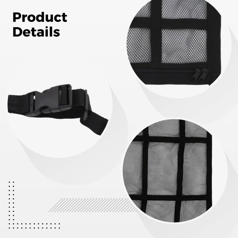 Automotive Roof Cargo Net 90x65cm Overhead Storage Bag Black - Image 4