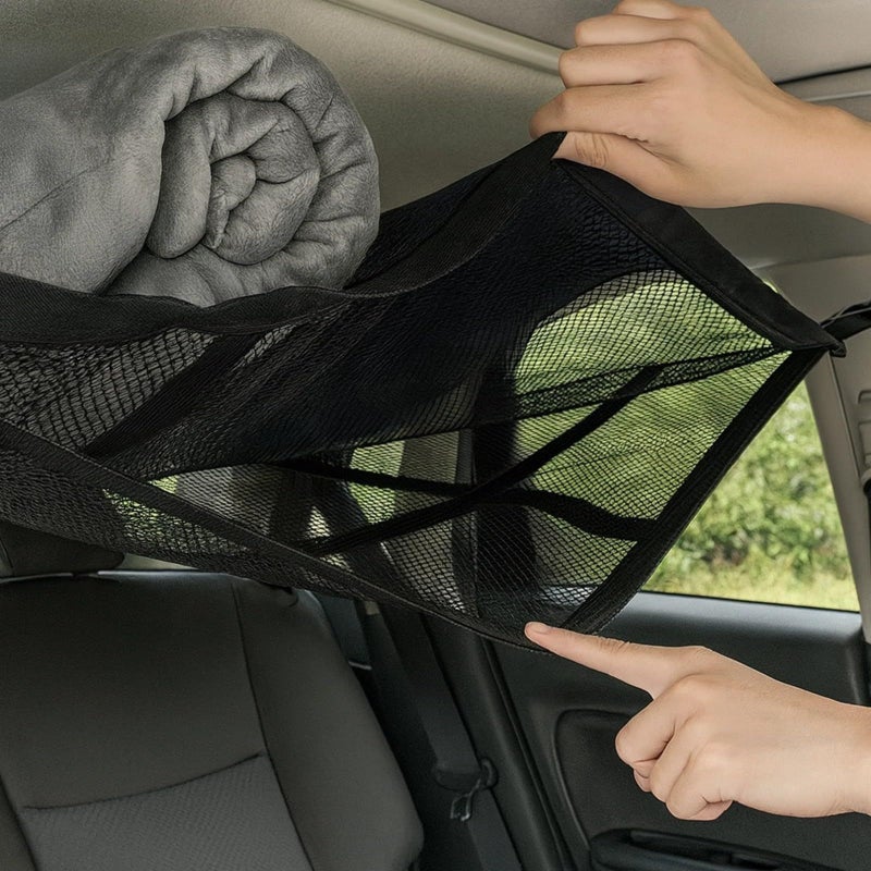 Automotive Roof Cargo Net 90x65cm Overhead Storage Bag Black - Image 5
