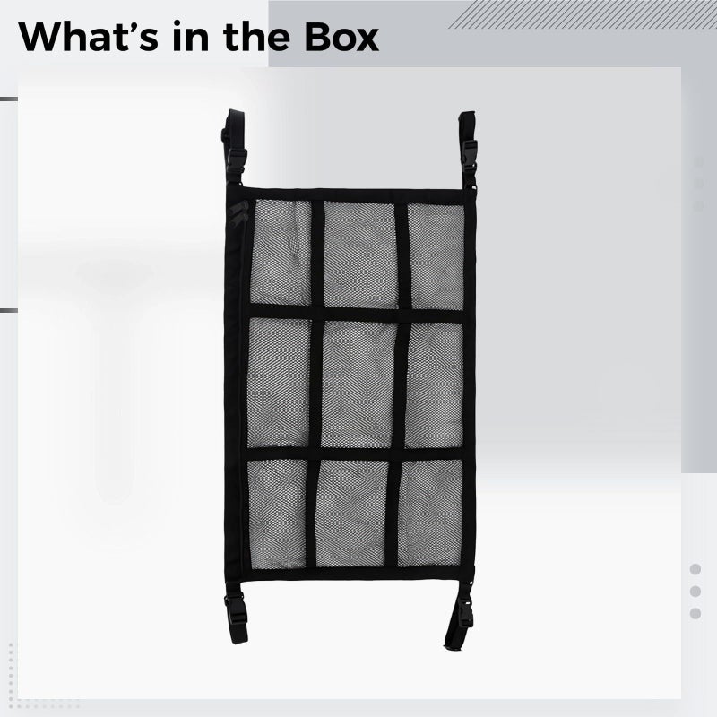 Automotive Roof Cargo Net 90x65cm Overhead Storage Bag Black - Image 3
