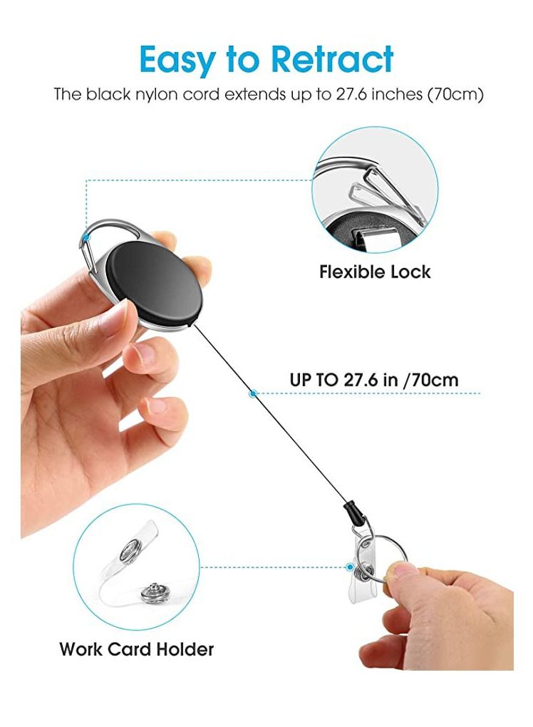 NIBEMINENT 2 Pack Heavy Duty Retractable with Carabiner Reel Clip and Vertical Style Clear ID Card Holders - Image 3