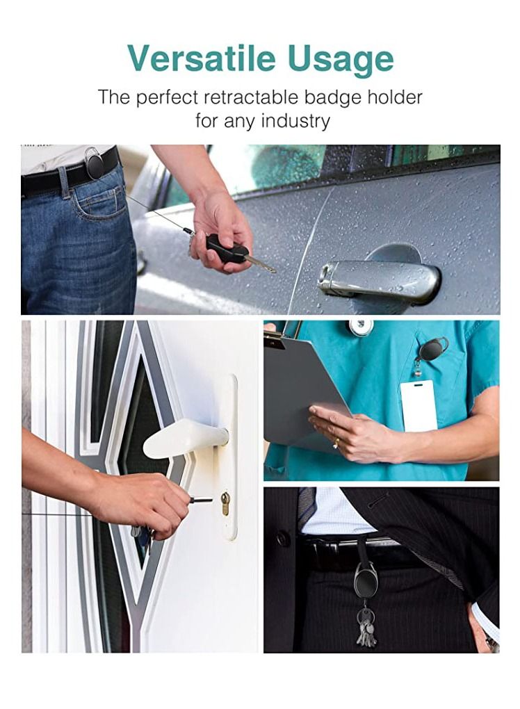 NIBEMINENT 2 Pack Heavy Duty Retractable with Carabiner Reel Clip and Vertical Style Clear ID Card Holders - Image 5