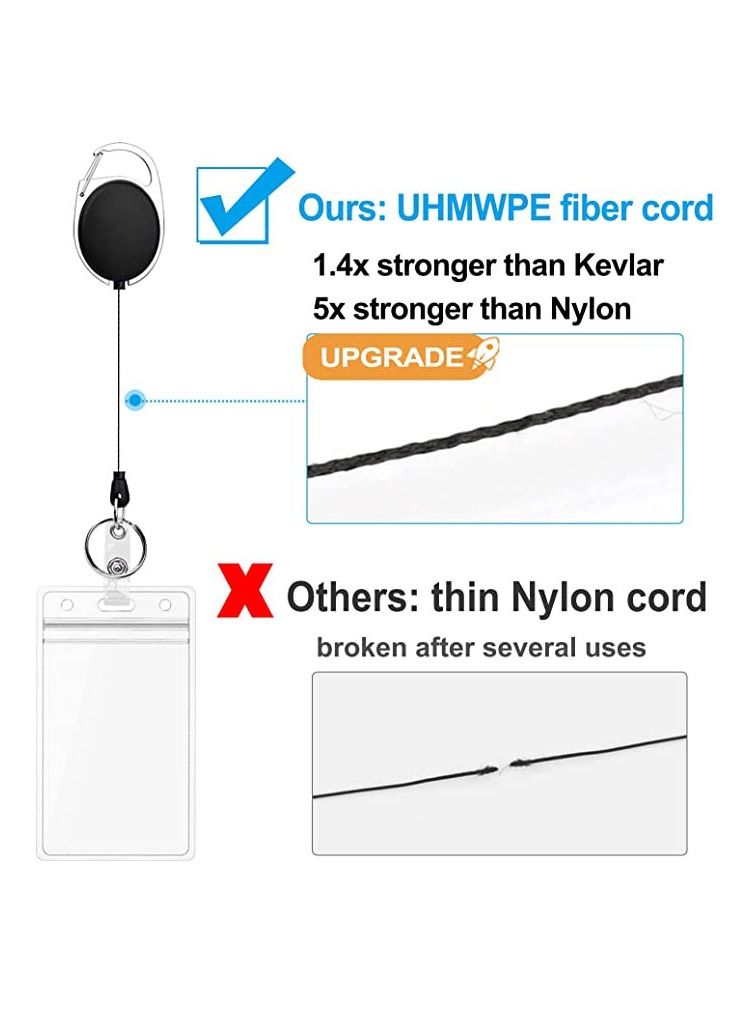NIBEMINENT 2 Pack Heavy Duty Retractable with Carabiner Reel Clip and Vertical Style Clear ID Card Holders - Image 4