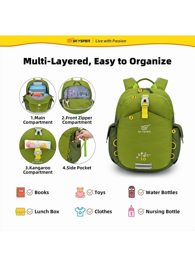 SKYSPER Small Kids Backpack 10L Toddler Hiking Backpack Travel Daypack for Preschool and Kindergarten(Green)  - Image 2
