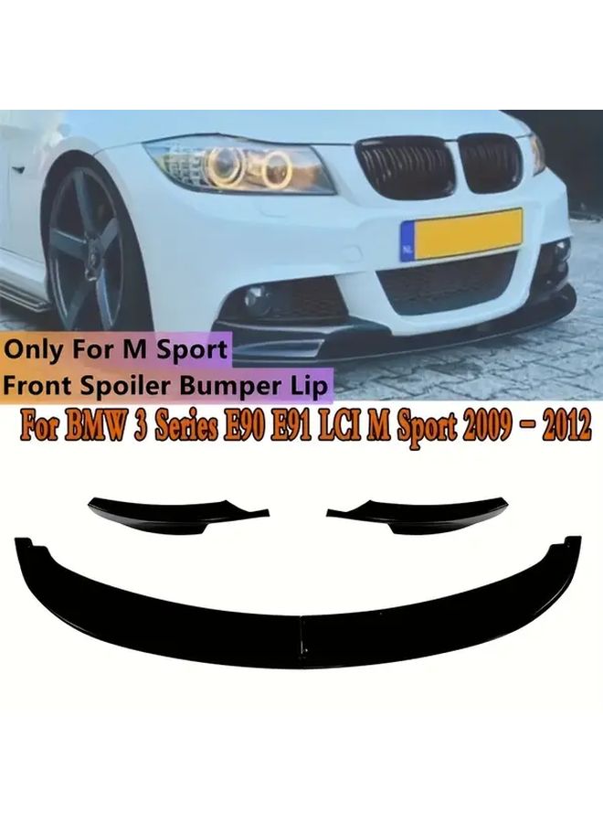 1 Set Glossy Black Car Front Bumper Splitter Spoiler Lip For BMW 3 Series E90 E91 LCI M Sport 2009 2010 2011 2012 Lower Guard Cover - Image 1