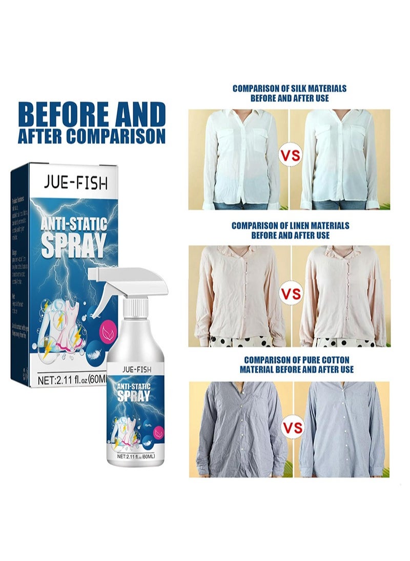 JUE-FISH - Anti-Static Spray Static Cling Remover Spray Starch for Ironing Clothes  Odorless Static Remover Portable Static Guard Spray Anti-Static Spray for Home Clothes Furniture - Image 1