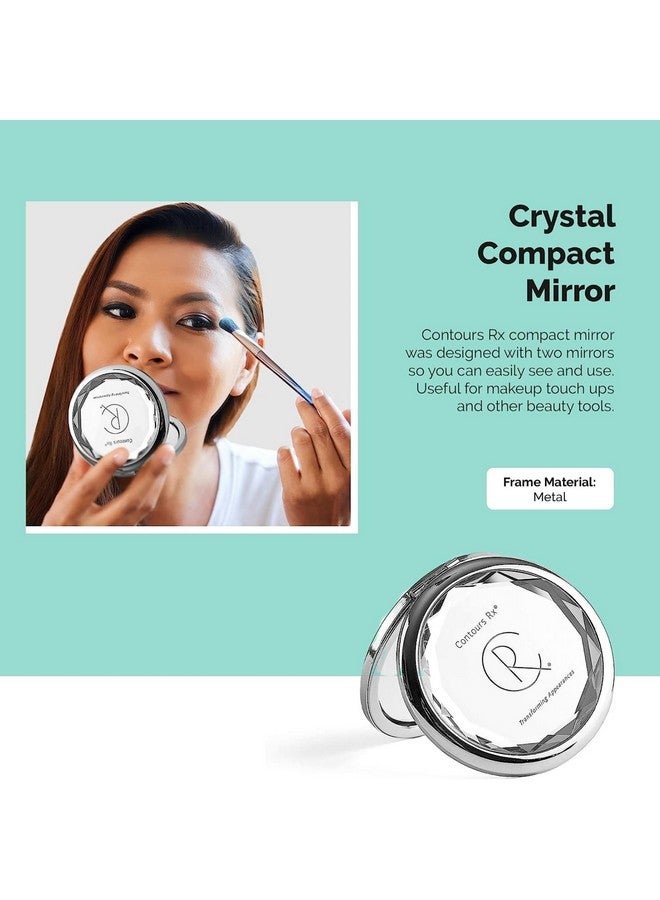 Contours RX Crystal Cosmetic Compact Mirrortravel Size Hand Held Mirror With 2X Magnification For On The Go Touchupsdurable Sleek Double Sided Mirror - Image 3