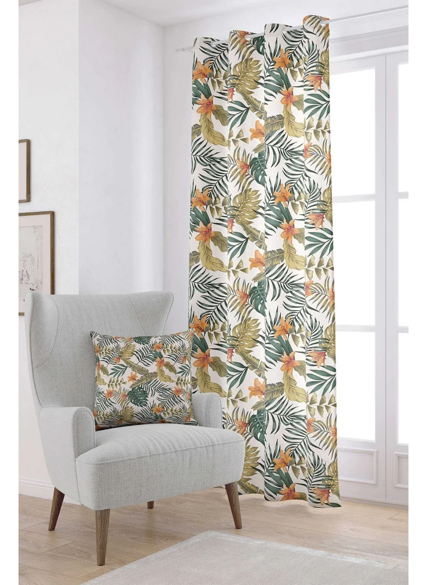 Cango Home Cream Decorative Digital Printed Curtain OTYK1359-PR