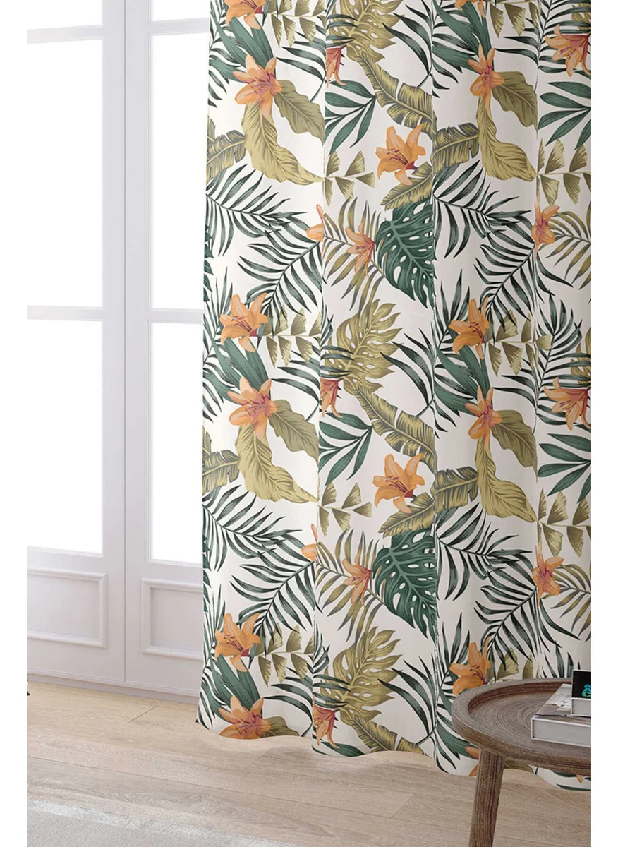 Cango Home Cream Decorative Digital Printed Curtain OTYK1359-PR