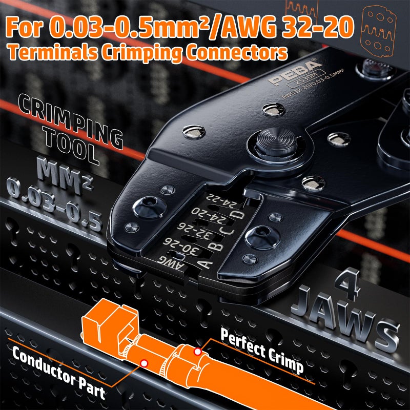PEBA Crimping Tool and Dupont Connector Kit - 21 Types of 2.54mm Dupont Connectors & Crimp Pins, 2.5 mm JST-XH Contacts and Housings, for DIY Electronics - Suitable for AWG 32-20 Wires - Image 3