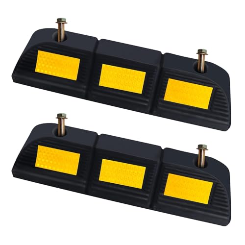 WECARLLE Parking Stopper for Garage Parking Aid 2 Pack Block, Car Truck Curb Floor Parking Lot Wheel Tire Stops Bumpers with Bolt Installation, Rubber Vehicles Aid Gadgets - Image 1