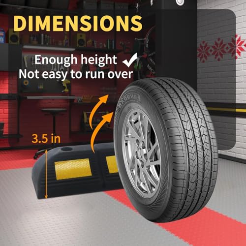 WECARLLE Parking Stopper for Garage Parking Aid 2 Pack Block, Car Truck Curb Floor Parking Lot Wheel Tire Stops Bumpers with Bolt Installation, Rubber Vehicles Aid Gadgets - Image 2