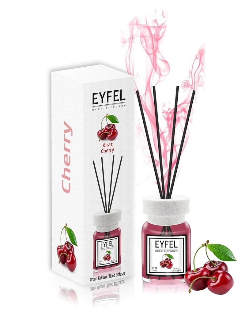 آيفيل معطر جو منعش برائحة الكرز (كيراز) 120 مل | عطر منزلي فاخر برائحة الفواكه الحلوة | معطر جو إيفل يدوم طويلاً مع 4 أعواد من الخيزران - Image 3