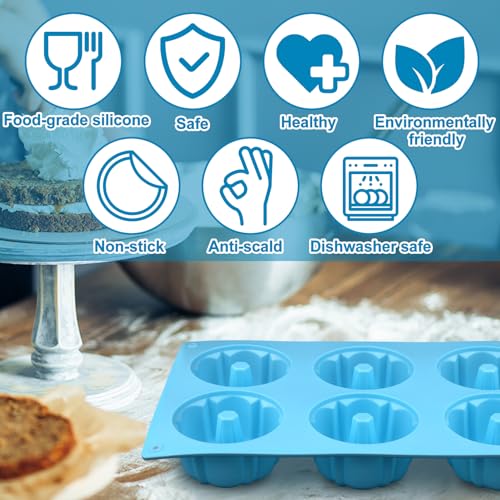 Palksky Mini Fluted Tube Pan Silicone 6-Cavity(3PCS), Multi-Cavity small Cake Baking Pan, mini moldes para chocoflan - Image 5