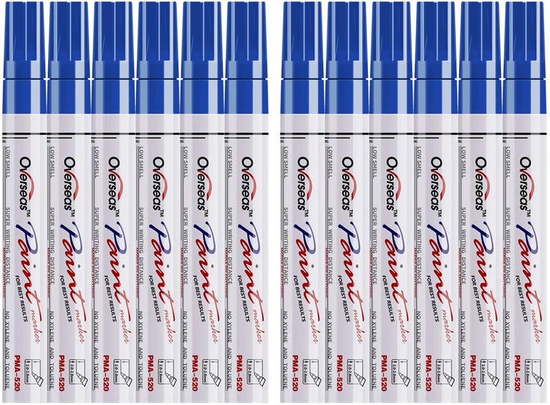 Lesun Blue Paint Pens Markers 12 Pack Waterproof OilBased Paint Pen Set Quick Dry and Permanent Markers for Metal Rock Painting Stone Ceramic Wood Plastic Canvas Glass Mugs Tires - Image 3