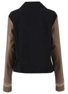 Bardees MOGUL BIKER JACKET ( BLACK X Beige Leather))  - Image 2