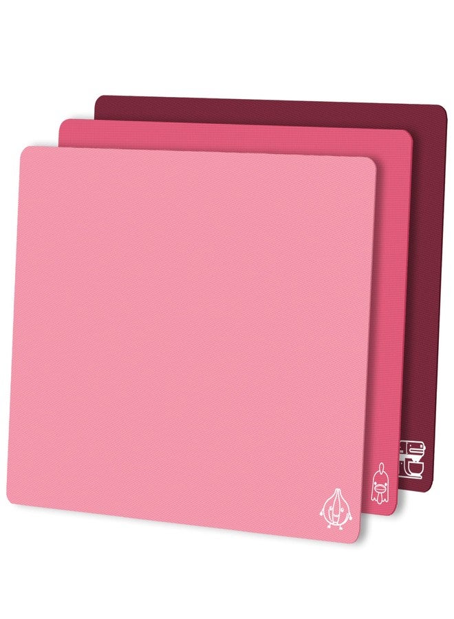 ZVP Flexible Plastic Cutting Board Set of 3 Gradient Color, Colorful Chopping Boards, BPA Free Mats, Non Slip, Dishwasher Safe, 15x12 Inch, Pink Multi-Color - Image 1
