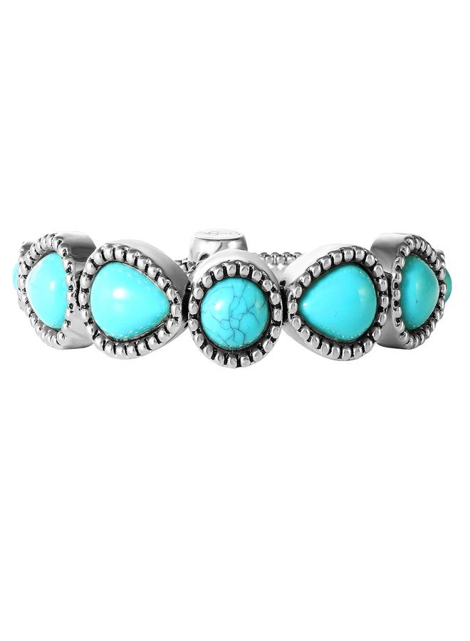 Jessica Simpson Womens Turquoise Stone Slider Bracelet - Oxidized Silver-Tone Lariat Bracelet with Turquoise Accents - Image 1