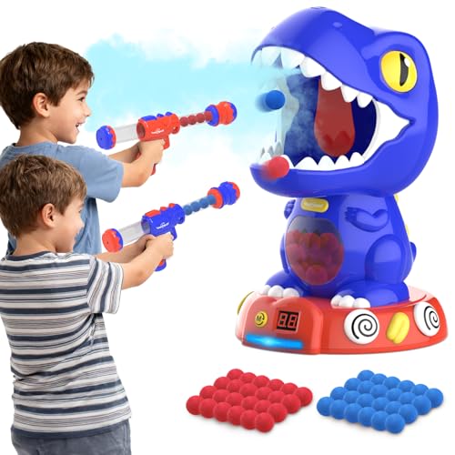 EagleStone Movable Dinosaur Toys for Kids 57 Spaying Auto Scoring Dino Shooting Target Game with 2 Pump Guns 48 Foam Balls Sound Fun Gift for Boys Girls Party Favor - Image 1