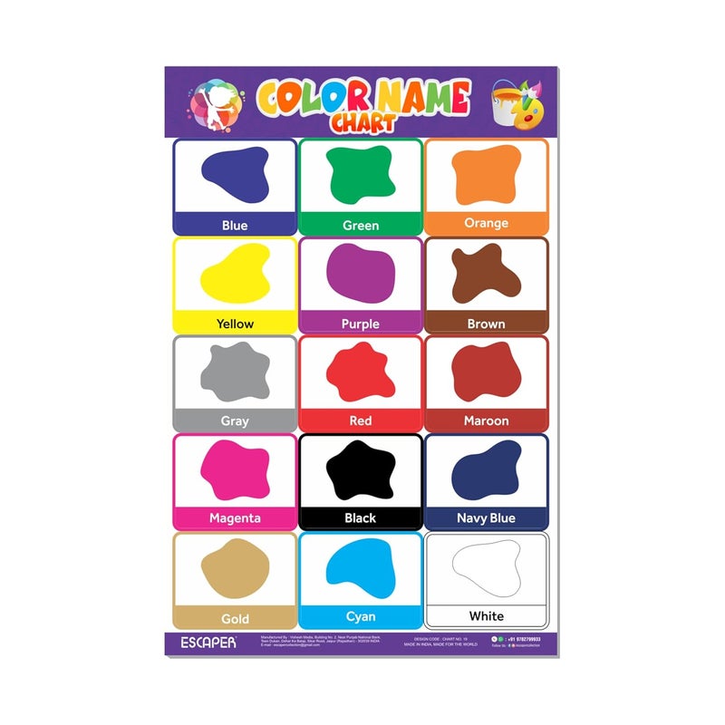 ESCAPER Colors Educational Charts for Kids, Charts for Kids Learning (11.5 x 17.5 inches), Kids Study Material, Kids Learning Books, Educational Posters - Image 1