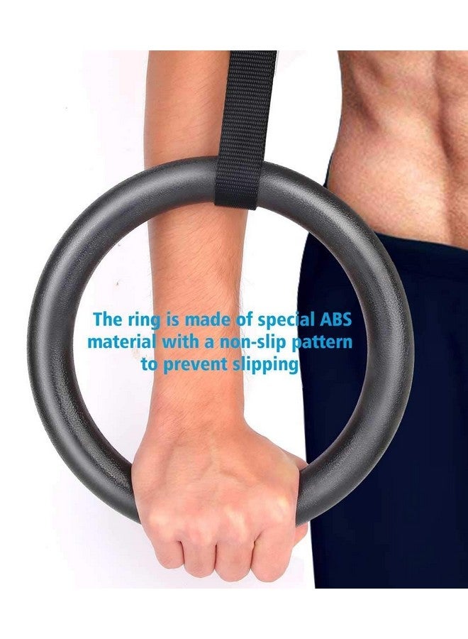 TechHark® Gymnastic ABS Rings with Heavy Duty Adjustable Strap Capacity with 14.5ft Adjustable Buckle Straps for Cross Fitness Functional Training for Home Gym Full Body Workout (Gym.Ring Black) - Image 3