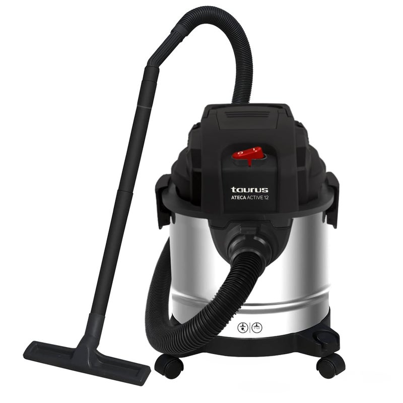 Taurus Wet and Dry Vacuum Cleaner for Home12 LTR Capacity1200 W17 kPa SuctionBlower FunctionHEPA FilterWet Vacuum Cleaner for Sofa House CleaningStainless Steel BodyAteca Active 12 - Image 1
