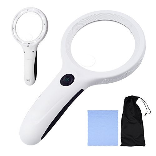 Kare Kind KARE and Kind Extra Large 3 LED Handheld Magnifying Glass with Dual Glass - Magnifier for Senior Reading, Hobbies and Crafts, Computer Repair and Jewelry Loupe (1.8X 138 mm, 5X 25 mm) - Image 1