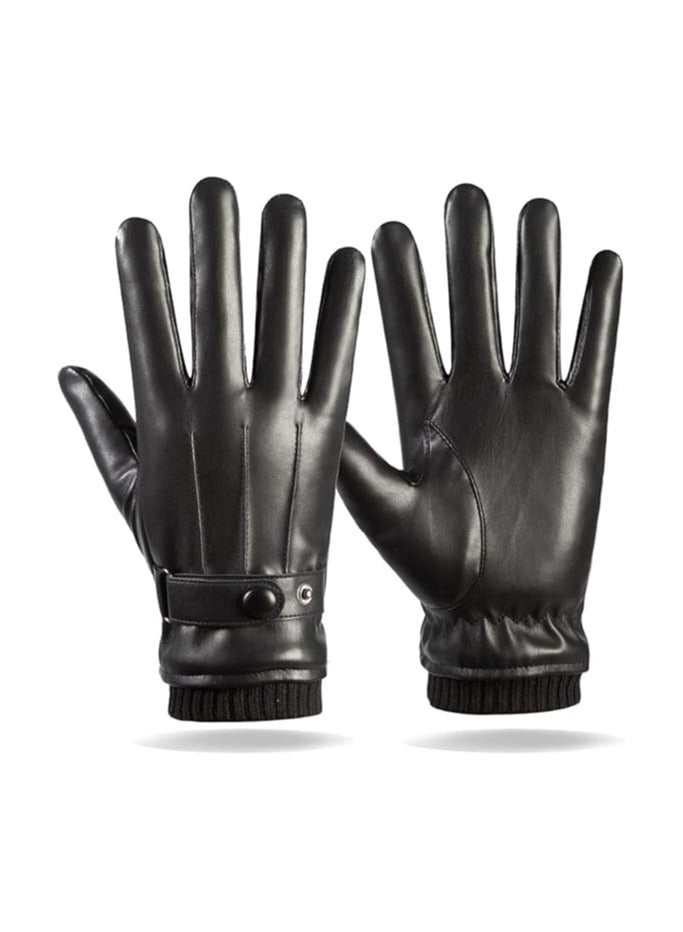 عام قفازات جلدية ، قفازات جلدية رجالية ، دراجة نارية قفازات ، قفازات جلدية رجالية في فصل الشتاء ، تعمل باللمس الرسائل القصيرة قفازات جلدية ، قفازات جلدية دافئة في فصل الشتاء ، هدية دافئة إلى الأب أو الزوج - Image 1