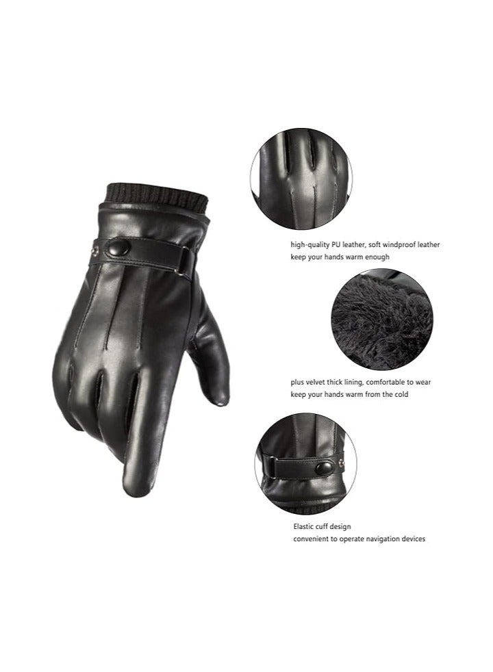عام قفازات جلدية ، قفازات جلدية رجالية ، دراجة نارية قفازات ، قفازات جلدية رجالية في فصل الشتاء ، تعمل باللمس الرسائل القصيرة قفازات جلدية ، قفازات جلدية دافئة في فصل الشتاء ، هدية دافئة إلى الأب أو الزوج - Image 2