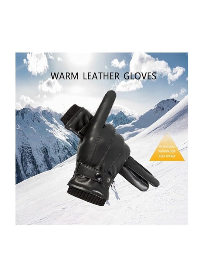 عام قفازات جلدية ، قفازات جلدية رجالية ، دراجة نارية قفازات ، قفازات جلدية رجالية في فصل الشتاء ، تعمل باللمس الرسائل القصيرة قفازات جلدية ، قفازات جلدية دافئة في فصل الشتاء ، هدية دافئة إلى الأب أو الزوج - Image 5