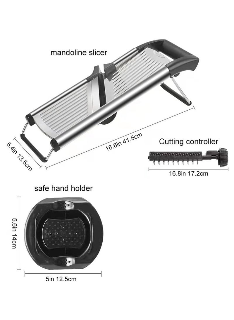 Captaintech Mandoline Food Slicer, Adjustable Mandoline Slicer for Kitchen, Stainless Steel Mandolin Vegetable Chopper for Potato/Tomato/Onion, Vegetable Slicer Julienne Cutter, Silver - Image 5