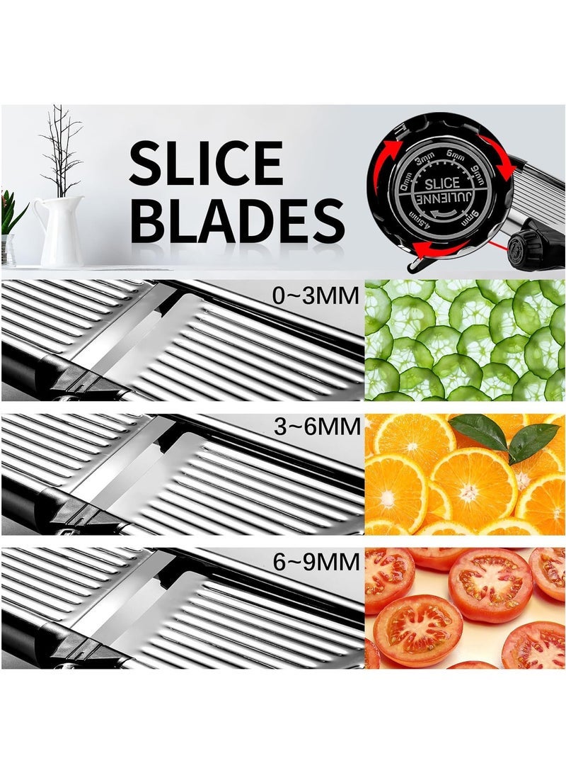 Captaintech Mandoline Food Slicer, Adjustable Mandoline Slicer for Kitchen, Stainless Steel Mandolin Vegetable Chopper for Potato/Tomato/Onion, Vegetable Slicer Julienne Cutter, Silver - Image 2